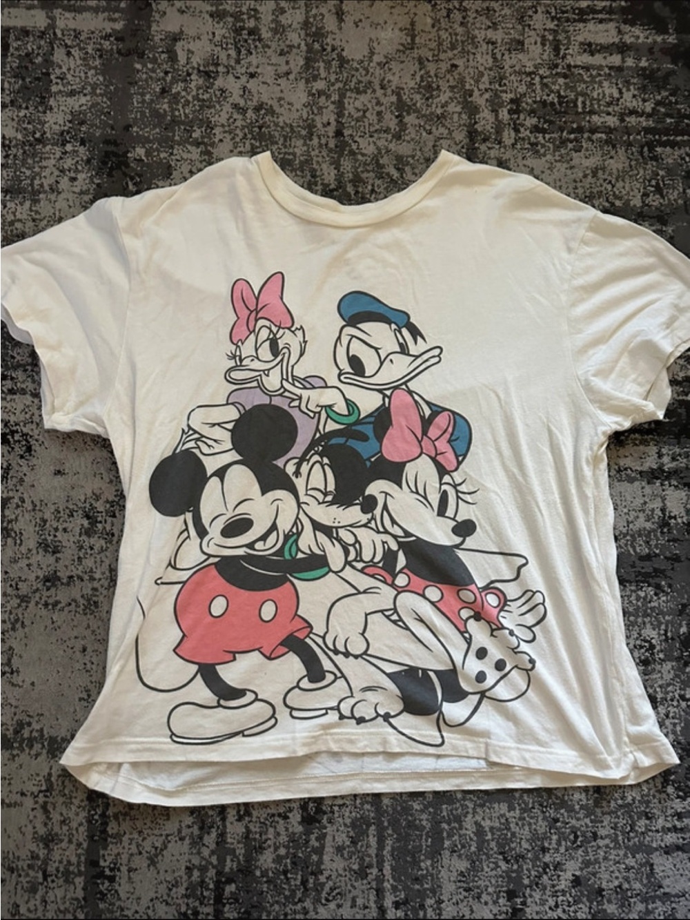 Disney Mickey & Friends Ivory Front & Back Graphic Cropped Tee XL
